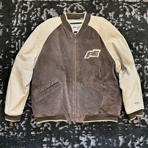 Men's Perry Ellis Portfolio black lambskin leather bomber jacket